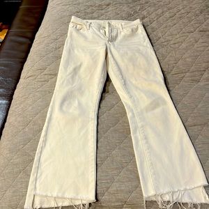 Size 25 Mother Insider Crop Fray Jeans in Glass Slipper